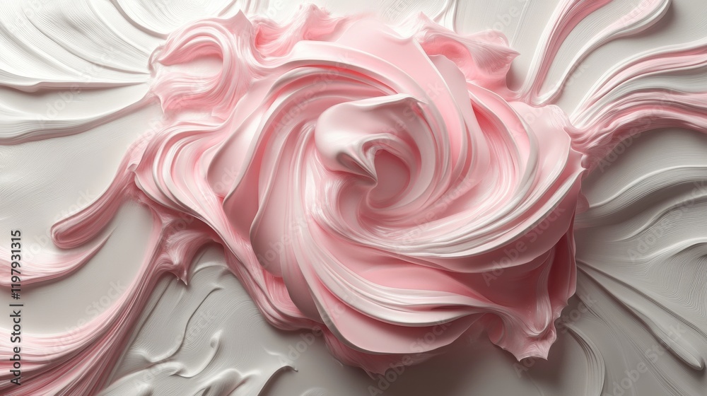 Abstract Pink Swirl Cream Texture on White Background Design Abstract Pink Swirl Cream Texture on White Background Design