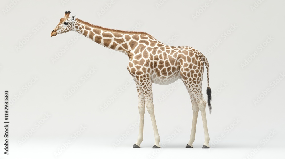 Fototapeta premium Realistic 3D Giraffe Model with Detailed Texture and Posture