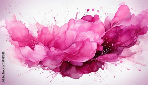 Vibrant and Ethereal Abstract Pink Watercolor Splash in a Transparent Background An Exploration of Color and Texture photo