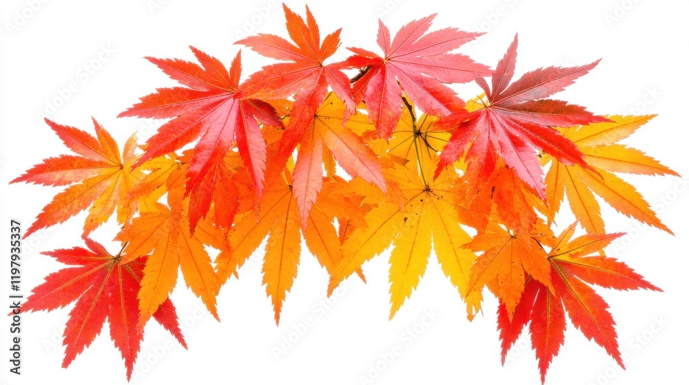 Vibrant Autumn Leaves in Red, Orange, and Yellow Colors Displayed Vibrant Autumn Leaves in Red, Orange, and Yellow Colors Displayed