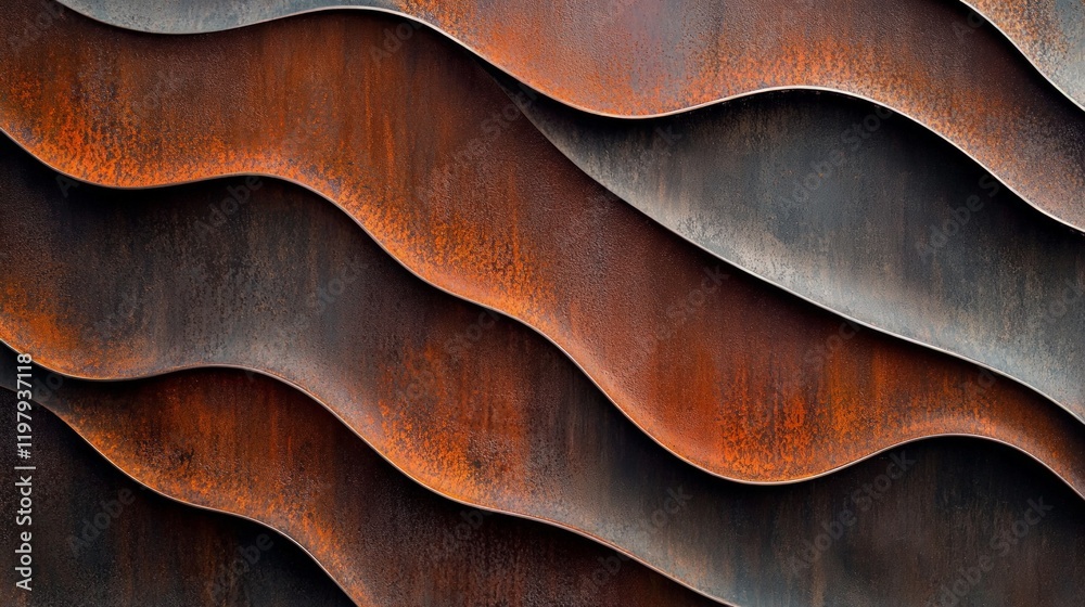 Abstract Wavy Textures of Rusted Metal with Vibrant Orange Tones Abstract Wavy Textures of Rusted Metal with Vibrant Orange Tones