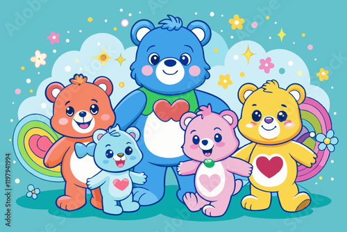backgrounds care bears vector 