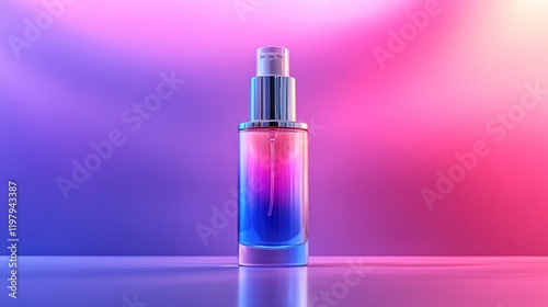 Elegant Perfume Bottle in a Neon Light