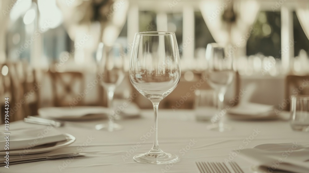 Empty wine glass on a table at a wedding reception. Empty wine glass on a table at a wedding reception.