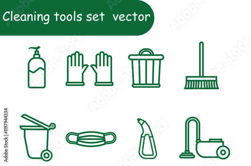 Cleaning tools set vector 