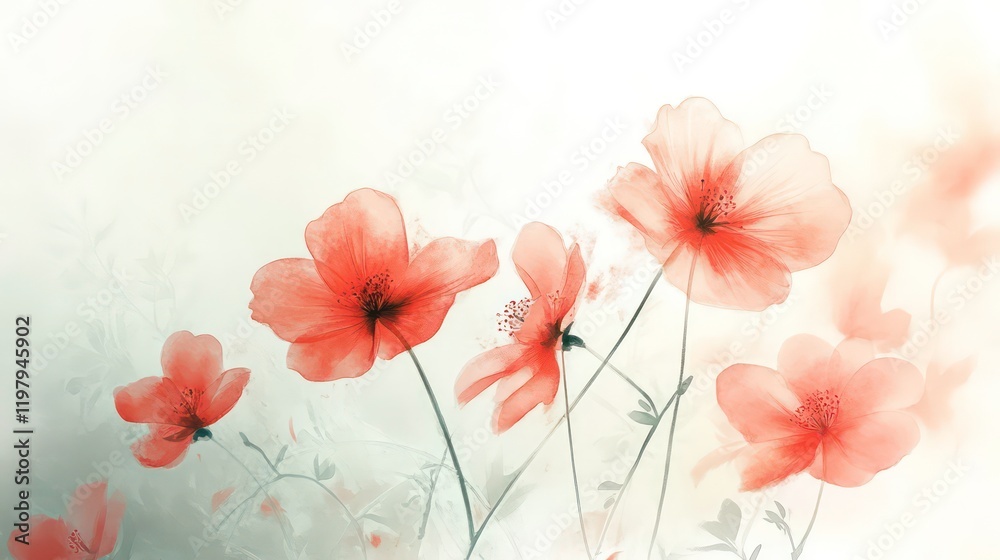 Soft focus image of delicate, translucent orange flowers with blurred background. Soft focus image of delicate, translucent orange flowers with blurred background.