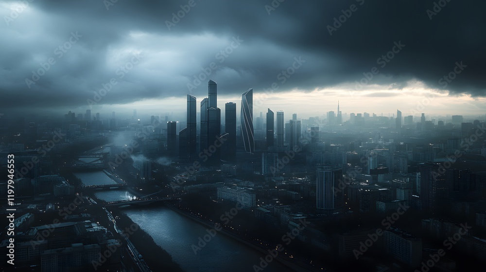 Fototapeta premium City Skyline with Skyscrapers 