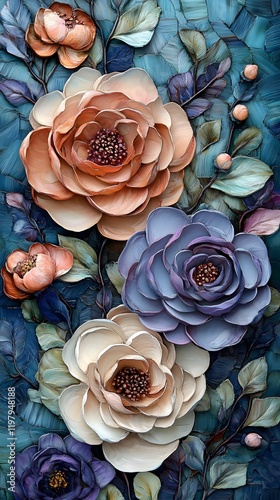 Flowers, Art, Oil Painting, High Relief, Watercolor, Abstract Image, Texture, Pattern Background, Wallpaper, Smartphone Cover and Screen, PC, Laptop, 9:16 and 16:9 Format