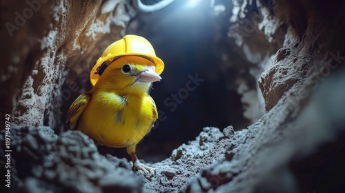 This adorable canary symbolizes caution in the mining industry.