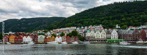View across the harbour to the Bryggen in Bergen, Norway