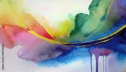 Vibrant and Expressive Abstract Watercolor Masterpiece, Showcasing Swirling Colors, Textures, and a Sense of Movement in an Impressionistic Manner. photo