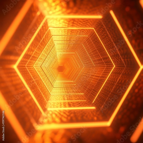 Glowing concentric hexagons in gradient tones of orange, dynamic and futuristic --v 6.1 Job ID: 66db8826-bff3-4cbe-ab28-4e46b0e2efbb