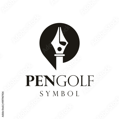 Pencil Golf Stick Ball Silhouette Logo Design