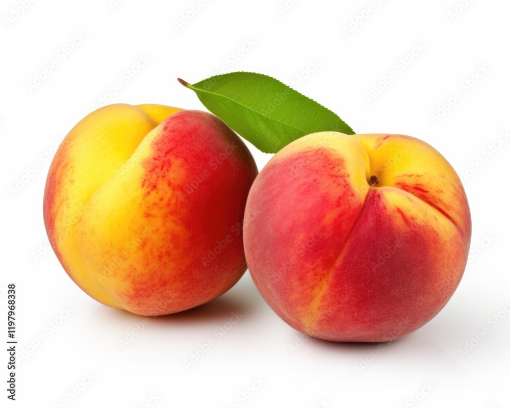 Fresh Whole Peach Fruit Isolated on White Background with Clipping Path - Sweet and Juicy Red and Yellow Fruit for Food Photography Fresh Whole Peach Fruit Isolated on White Background with Clipping Path - Sweet and Juicy Red and Yellow Fruit for Food Photography