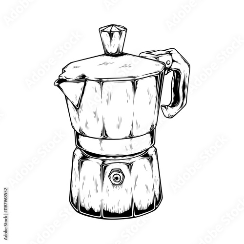 moka pot vector line art drawing illustration