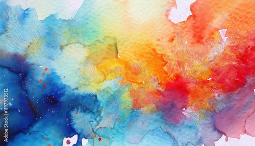 Vibrant Abstract Watercolor Expressive Brushstrokes Create a Whimsical, Dreamy Scene of Flowing Colors and Textures photo