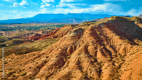 Aerial of Gooseberry Mesa Desert and Townscape in Utah