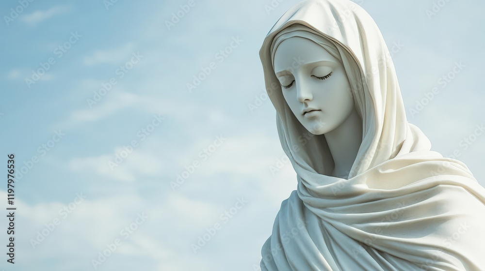 Serene Marble Statue Of The Virgin Mary Serene Marble Statue Of The Virgin Mary