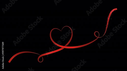 Valentine's and Wedding Ribbons Heart shape formation Overlay Element with Alpha Channel