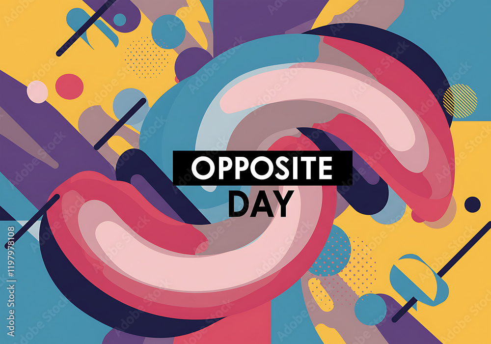 Fototapeta premium National Opposite Day. 25 January, national opposite day banner, poster, card. holiday concept. Flat illustration. JPEG format