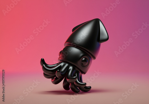 Squid illustration on colorful background with glossy finish and dynamic design photo