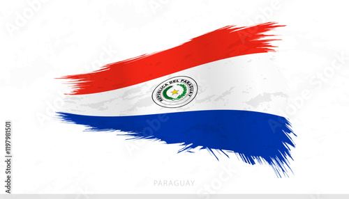 Paraguay National Flag with Textured Brush Strokes.