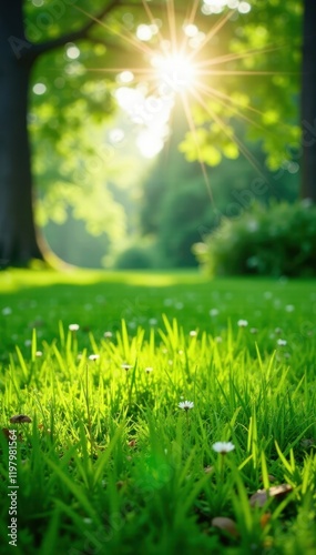 Sun-drenched lawn, verdant expanse Perfect summer day backdrop , sunlight, park, lush photo