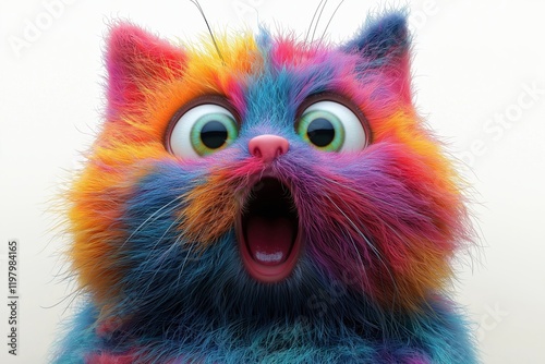 Surprised cat 3d design style