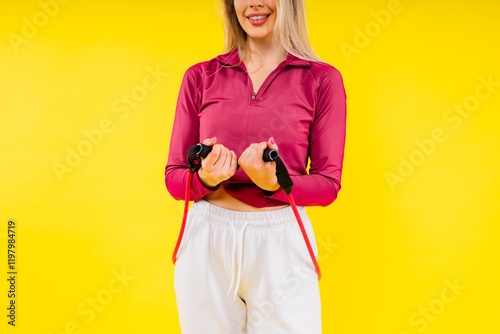 Wallpaper Mural Fitness and sport concept. Portrait of smiling young woman wearing sportswear posing isolated Torontodigital.ca