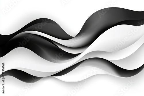 A stylized depiction of a curling wave with sharp, abstract angles in a monochromatic palette photo