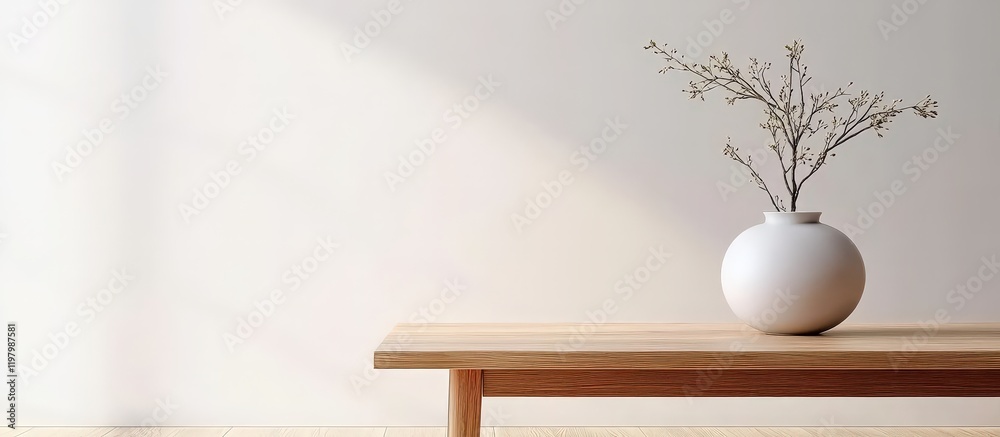 Obraz premium Minimalistic Living Room Design with Wooden Table