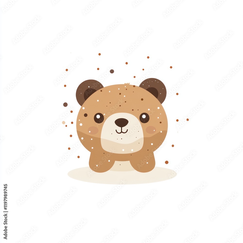Cute cartoon bear, joyful expression, white background, sparkles. Ideal for children's book illustrations Cute cartoon bear, joyful expression, white background, sparkles. Ideal for children's book illustrations