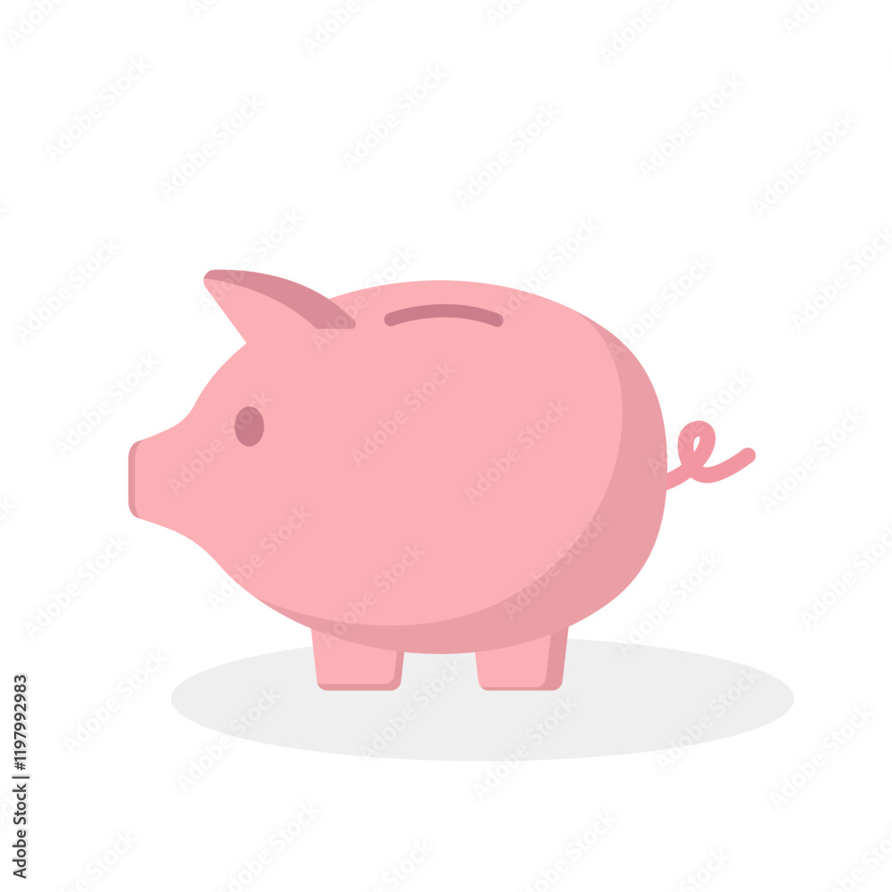 Piggy bank money saving storage vector illustration in pink color. Saving, investing and accumulation money. Pig in a flat style. Cute pig shaped money box Piggy bank money saving storage vector illustration in pink color. Saving, investing and accumulation money. Pig in a flat style. Cute pig shaped money box