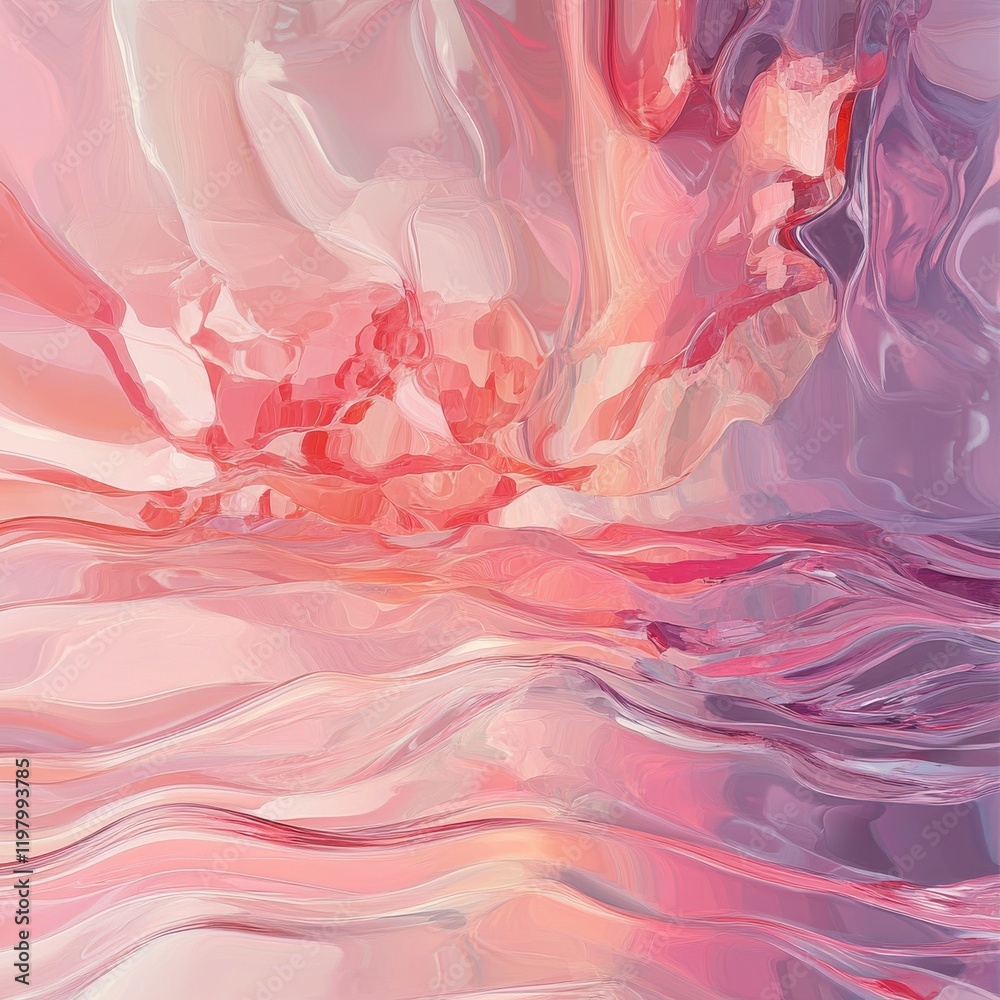 Fototapeta premium Rippled mirror-like surfaces with soft gradients of pink, fluid and elegant --v 6.1 Job ID: a53b2879-79bf-4a99-b357-f148aa31cacf