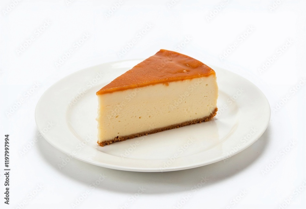 Cheesecake Slice With Creamy Texture Served on a Simple White Plate Cheesecake Slice With Creamy Texture Served on a Simple White Plate