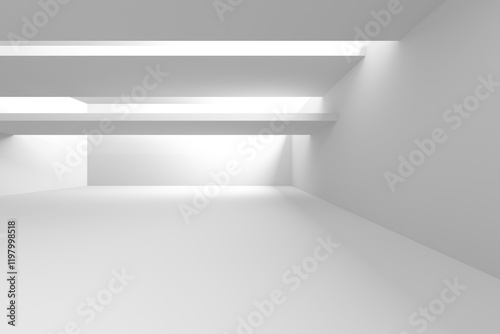 Wallpaper Mural Minimalist modern architecture interior design with geometric elements and soft lighting. 3d render Torontodigital.ca