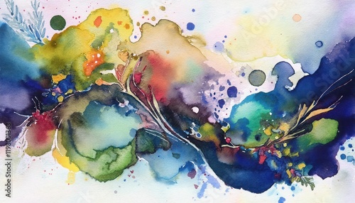 Vibrant Watercolor Abstraction A HandPainted Journey into the Depths of Water and Color, Masterfully Created on at photo