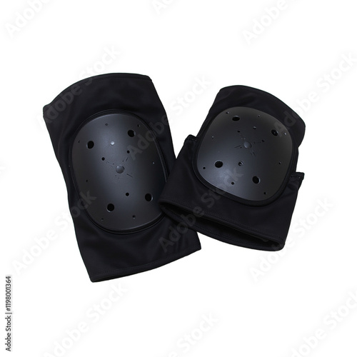 Sleek black athletic knee pads on white surface
