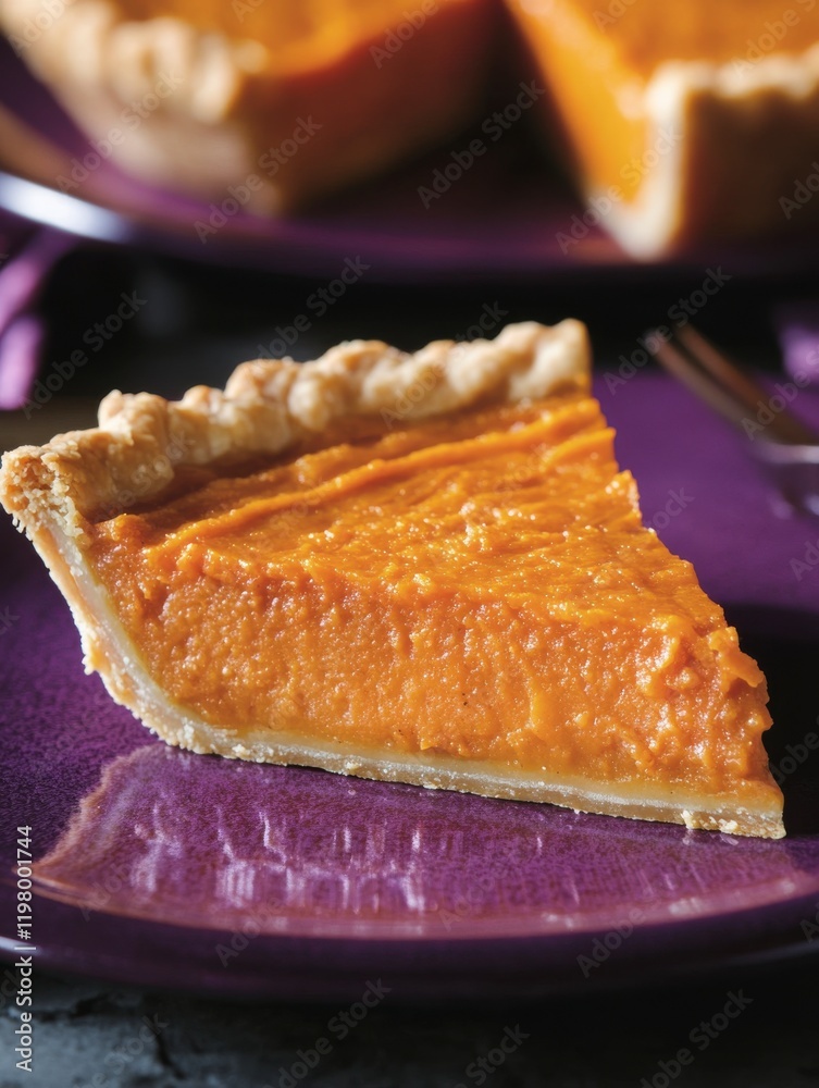 Sweet Potato Pie with spiced sweet potato filling and a flaky crust, captured on a chic purple surface, sweet and comforting Hyper-quality professionnal photography, ultra detailed, high resolution Sweet Potato Pie with spiced sweet potato filling and a flaky crust, captured on a chic purple surface, sweet and comforting Hyper-quality professionnal photography, ultra detailed, high resolution