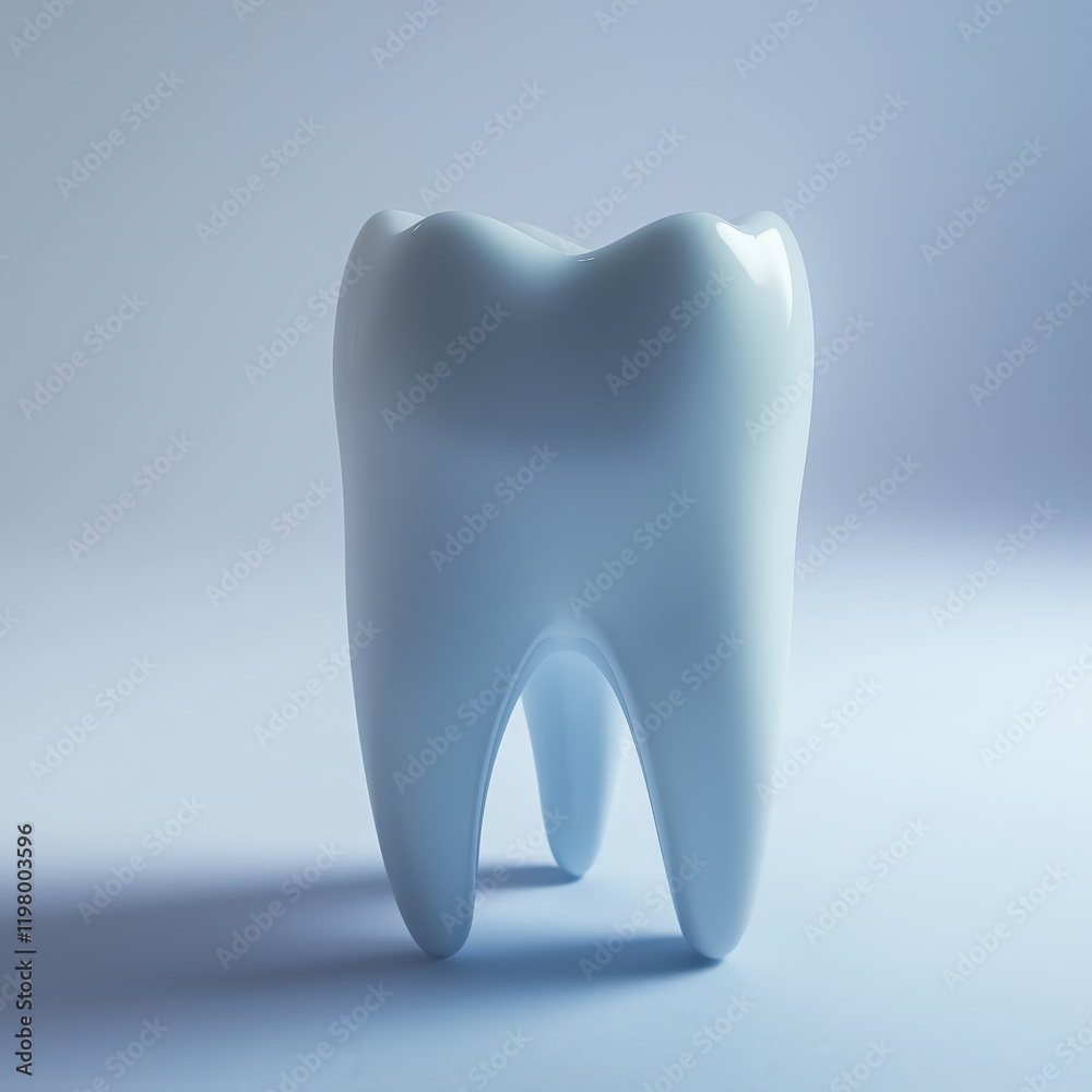 Simple Tooth Model with Visible Root on White Background