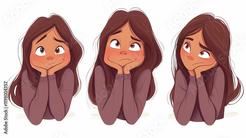 Sad stressed upset cartoon character adult woman female person. Frostthorn. Illustration