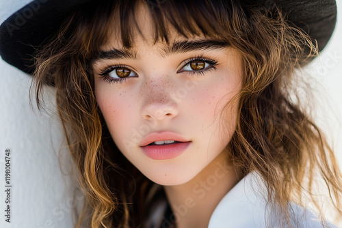 Adolescente avec un chapeau photo