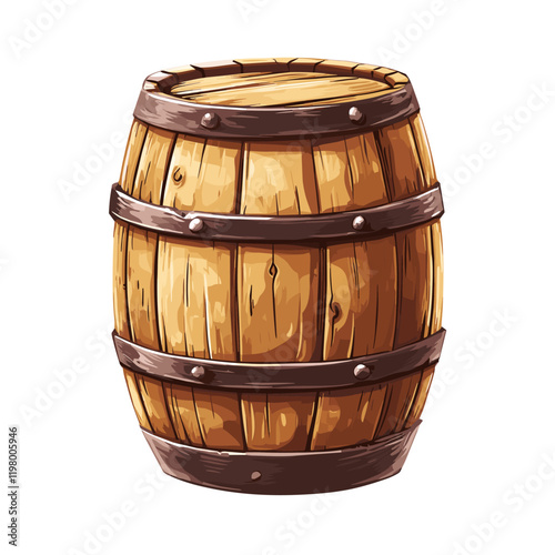A wooden barrel vector clipart illustration isolated on a white background