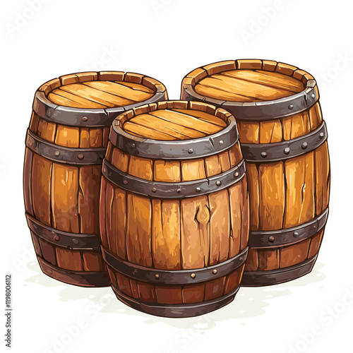 A wooden barrel vector clipart illustration isolated on a white background