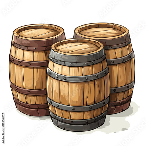 A wooden barrel vector clipart illustration isolated on a white background