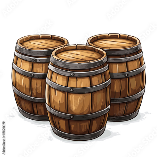 A wooden barrel vector clipart illustration isolated on a white background
