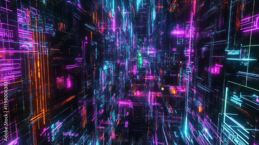 Fototapeta premium Abstract Neon Cityscape