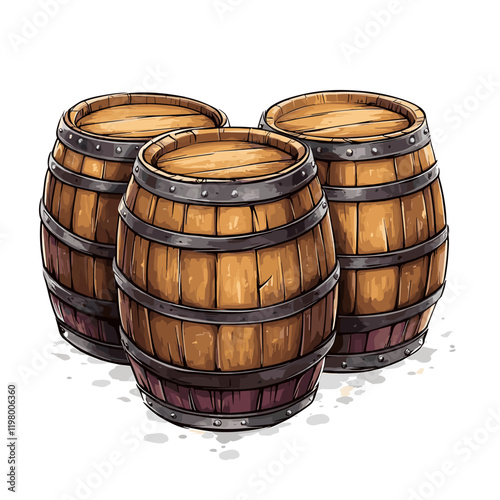 A wooden barrel vector clipart illustration isolated on a white background