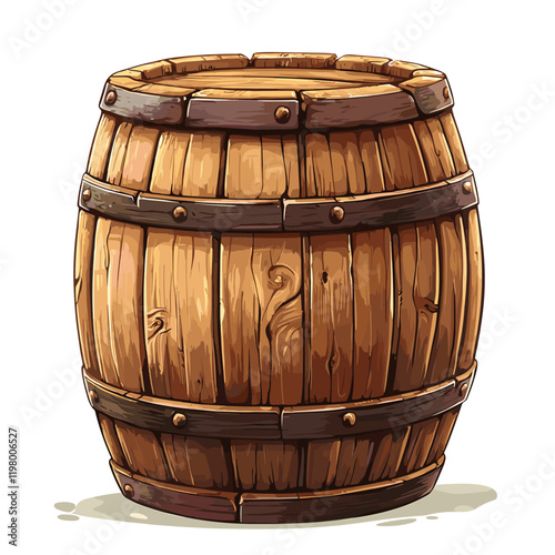 A wooden barrel vector clipart illustration isolated on a white background