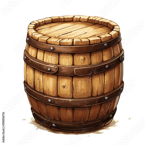 A wooden barrel vector clipart illustration isolated on a white background
